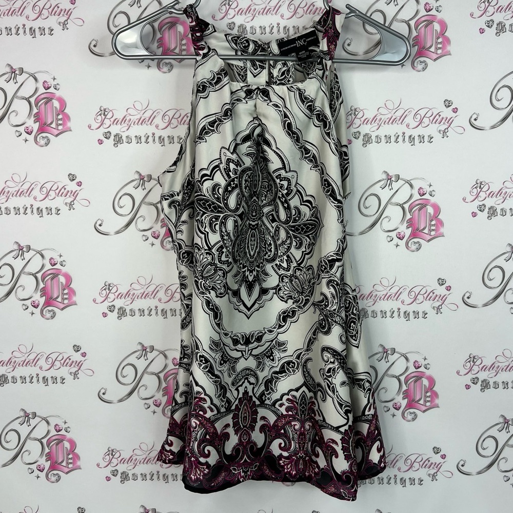 INC International Concepts tank top paisley Black and White Paisley Blouse